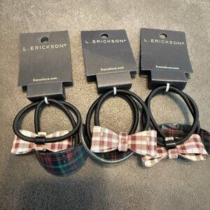 L. Erickson Women's Lot of 6 Hair Tie Multicolor Plaid Minimalist Trendy NWT